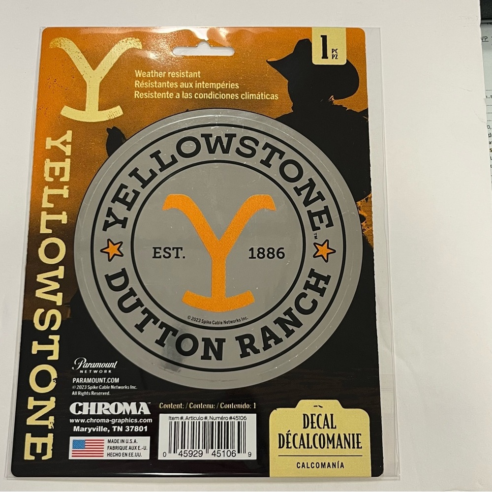YELLOWSTONE DUTTON RANCH Decal Sticker 1 Piece Weather Resistant approx sz 4.73”